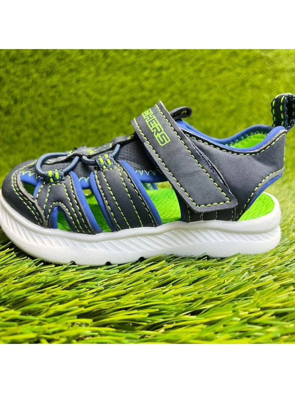 Skechers C-Flex Sandal 2.0 Heat Blast Baby Size 7C Black Walking Outdoor Sandals